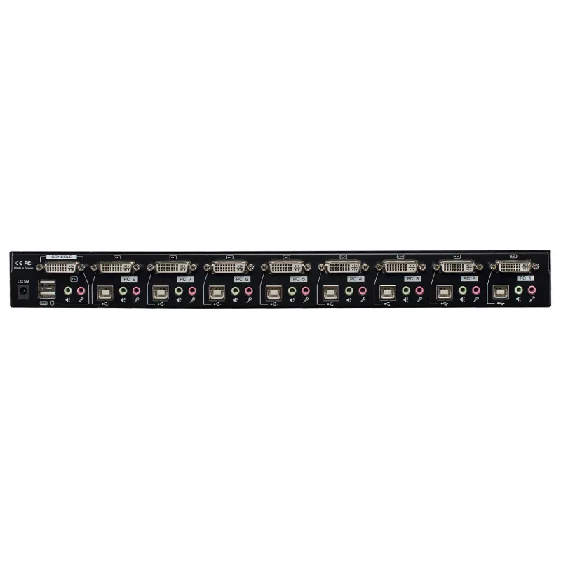 Lindy Conmutador KVM DVI-I Single Link de 8 puertos, USB 2.0 y audio Pro