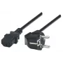 Manhattan Cable de alimentación, conector macho europeo de 2 polos (CEE 7/4 Schuko) a conector hembra C13 (conector de aparato), 1,8 m, 16 A, negro, garantía de por vida