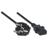 Manhattan Cable de alimentación, conector macho europeo de 2 polos (CEE 7/4 Schuko) a conector hembra C13 (conector de aparato), 1,8 m, 16 A, negro, garantía de por vida