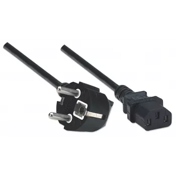 Manhattan Cable de alimentación, conector macho europeo de 2 polos (CEE 7/4 Schuko) a conector hembra C13 (conector de aparato), 1,8 m, 16 A, negro, garantía de por vida