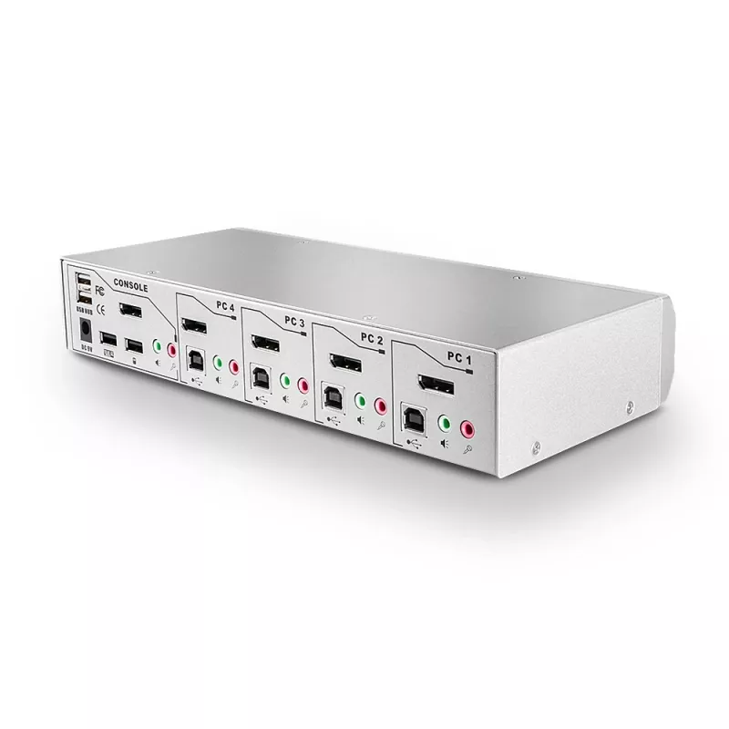 Lindy Conmutador KVM Pro de 4 puertos USB 2.0, DisplayPort 1.2 con TTU