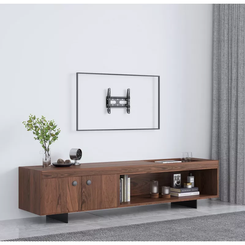 Manhattan 462259 Ultra Slim Fixed soporte de pared fijo para TV y monitor para pantallas planas y curvas, 23-43 pulgadas, máx. 45 kg, perfil de 27 mm, acero, negro