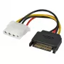 Lindy Cable de alimentación SATA a LP4 de 0,15 m, multicolor, conector macho, conector hembra, recto, recto