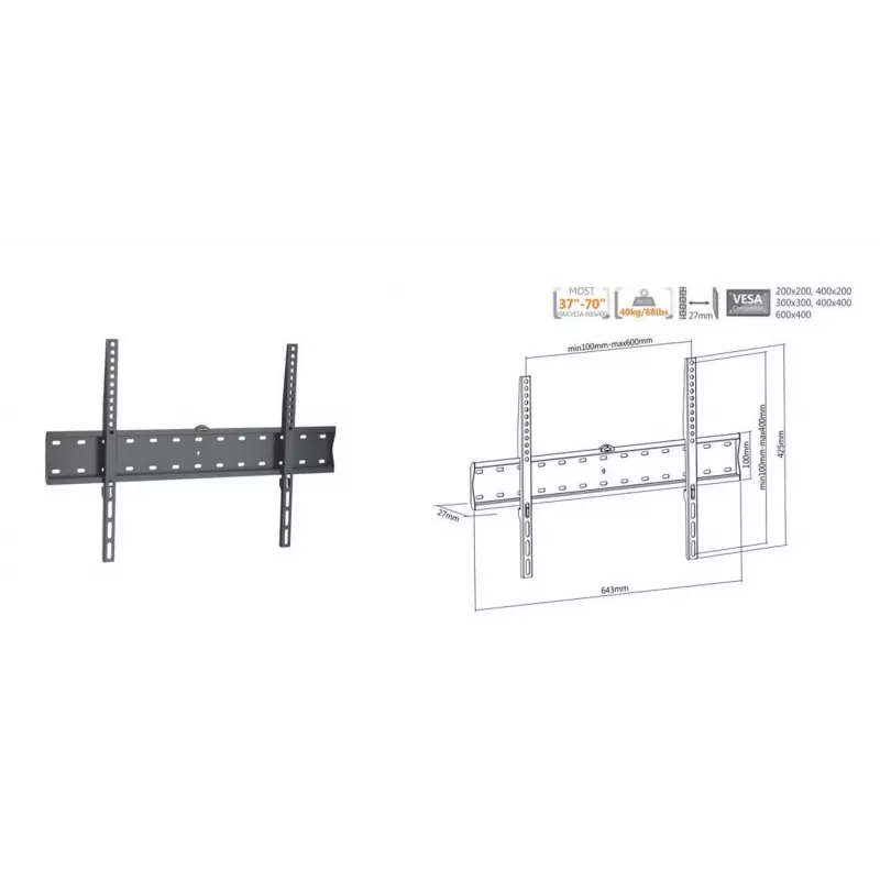 Equip Soporte de pared para TV fijo perfil bajo de 37
