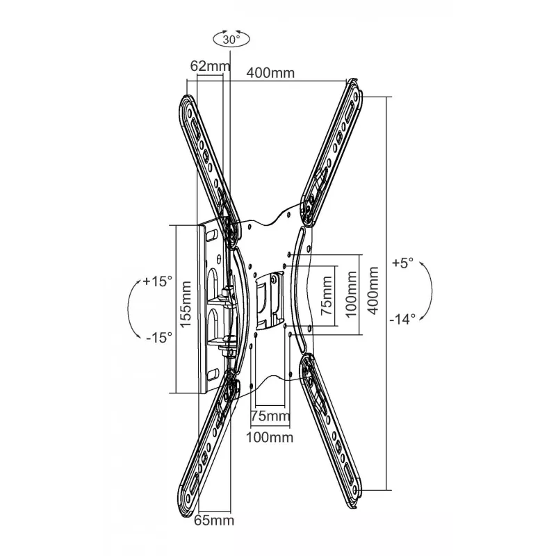 Equip 650405 soporte de pared articulado para TV, 23-55 pulgadas, 30 kg, negro