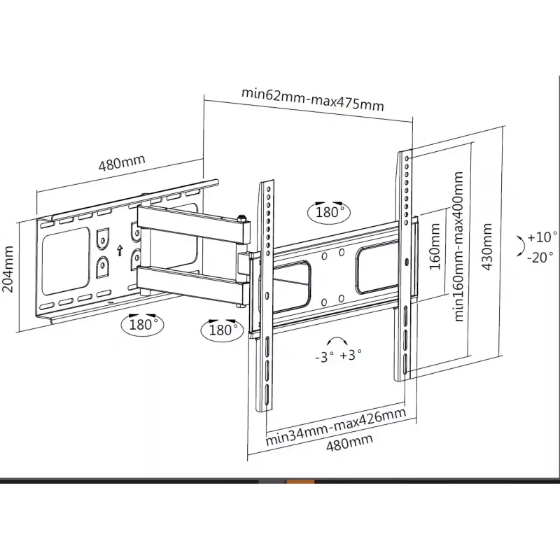 Equip Soporte de pared para TV articulado de 32