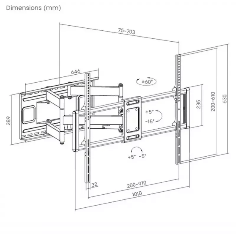 Equip Soporte de pared para TV articulado de 37