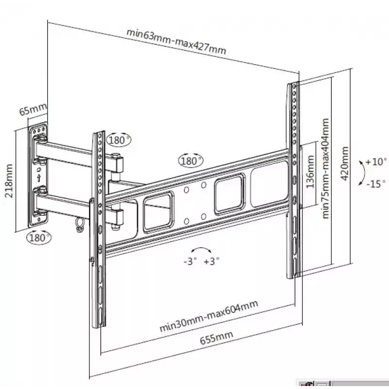 Equip Soporte de pared para TV articulado de 37