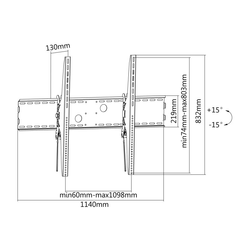 Equip Soporte de pared inclinable para TV curvada de 60 a 100 pulgadas