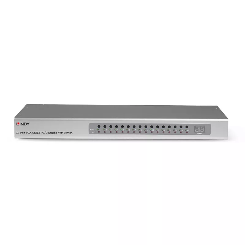 Lindy 16 puertos VGA y USB Combo KVM Switch, montaje en rack, plateado