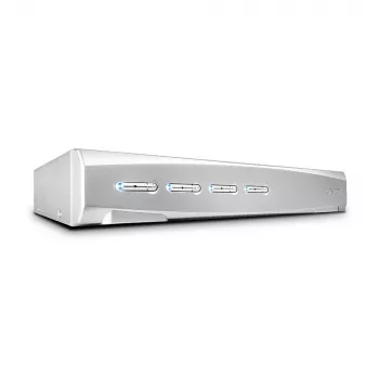 Lindy 4 Puertos DVI-I Single Link KVM Switch Pro, 2048 x 1536 píxeles, Full HD+, Plata