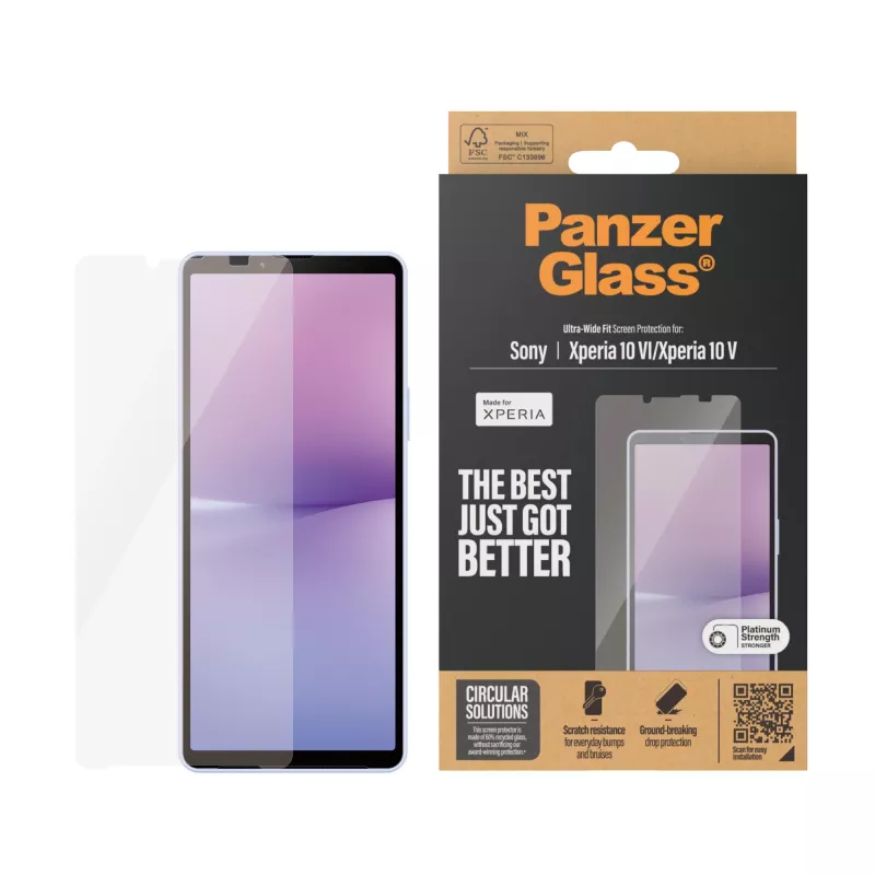 Protector de pantalla PanzerGlass Sony Xperia 10 VI Ultra-Wide Fit resistente a arañazos y golpes