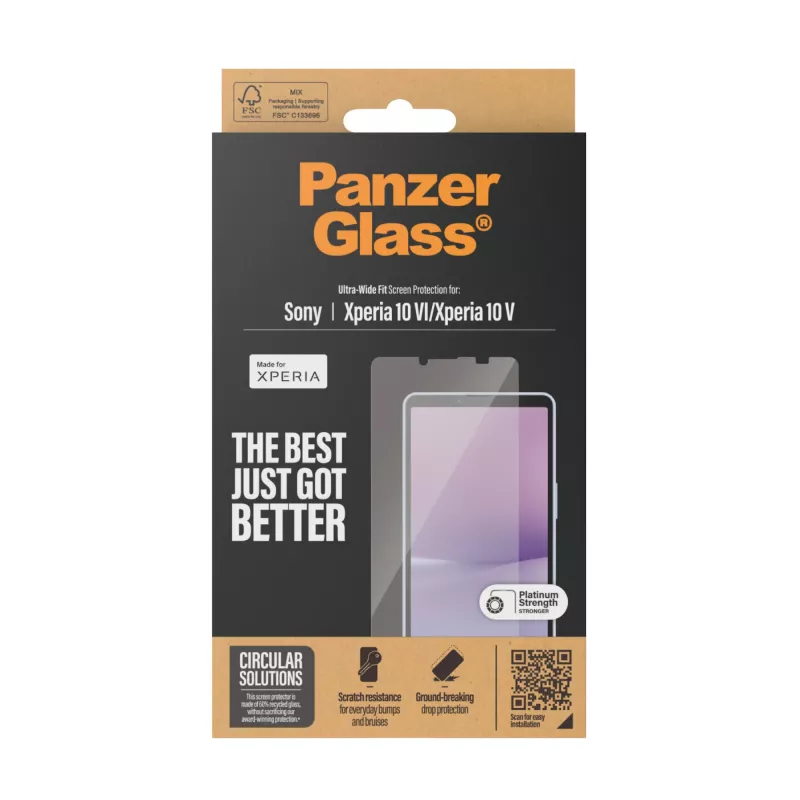 Protector de pantalla PanzerGlass Sony Xperia 10 VI Ultra-Wide Fit resistente a arañazos y golpes