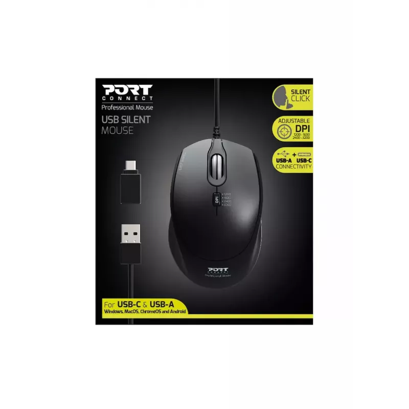 Ratón Port Designs 900711 Diestros USB Type-A