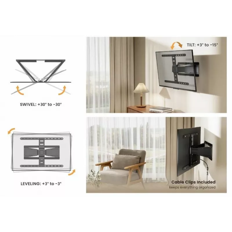 Soporte de pared para TV ultradelgado orientable Equip 43-90