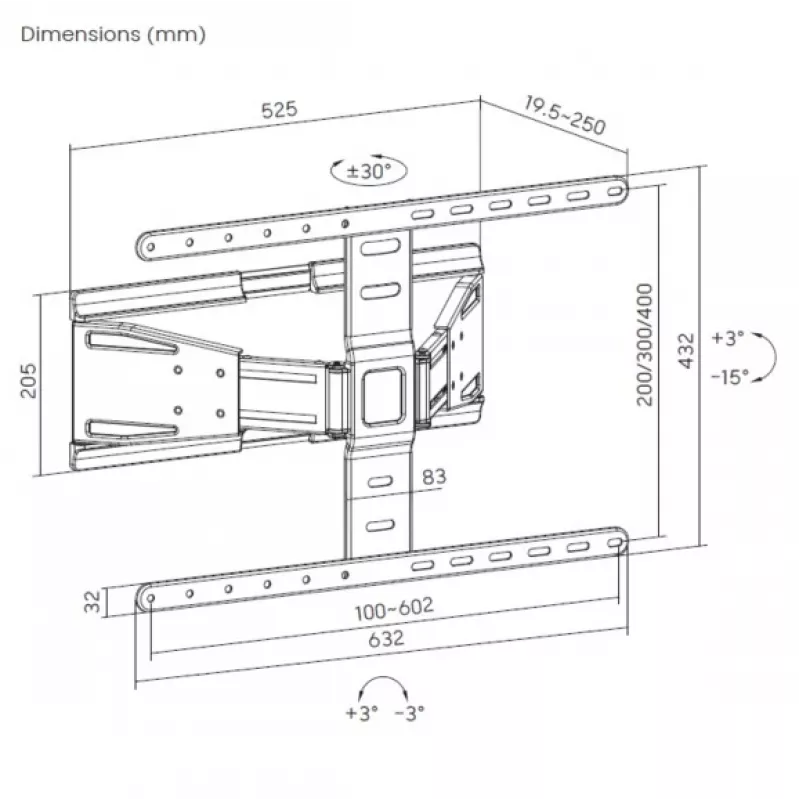 Soporte de pared para TV ultradelgado orientable Equip 43-90