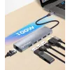Dock/Hub USB-C Manhattan, conexiones (x6): Ethernet, HDMI, USB-A (x3) y USB-C, con Power Delivery (PD) 100W – requiere cargador USB-C externo (no incluido). Alimentado por USB (no requiere fuente de alimentación externa) cuando no se utiliza PD