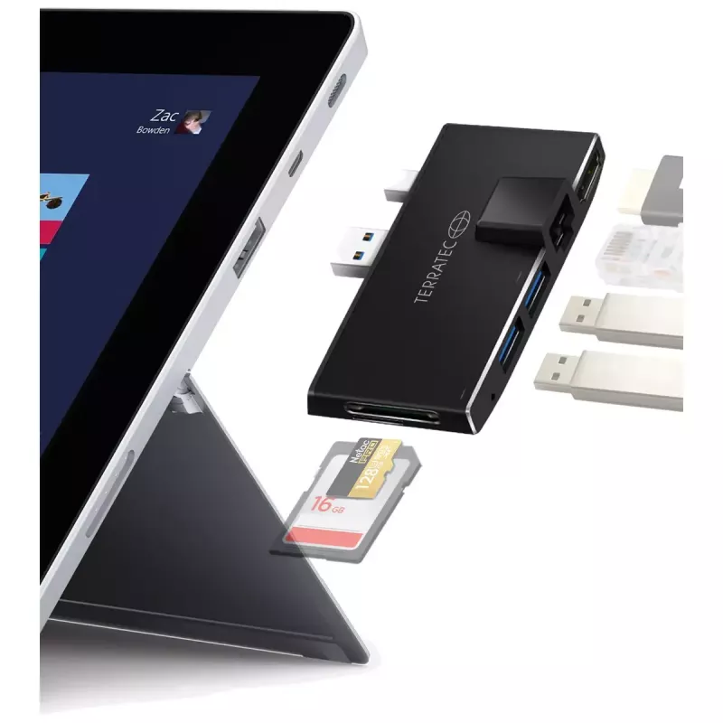 Hub USB Terratec CONNECT Pro2 con cable USB 3.2 Gen 1 negro
