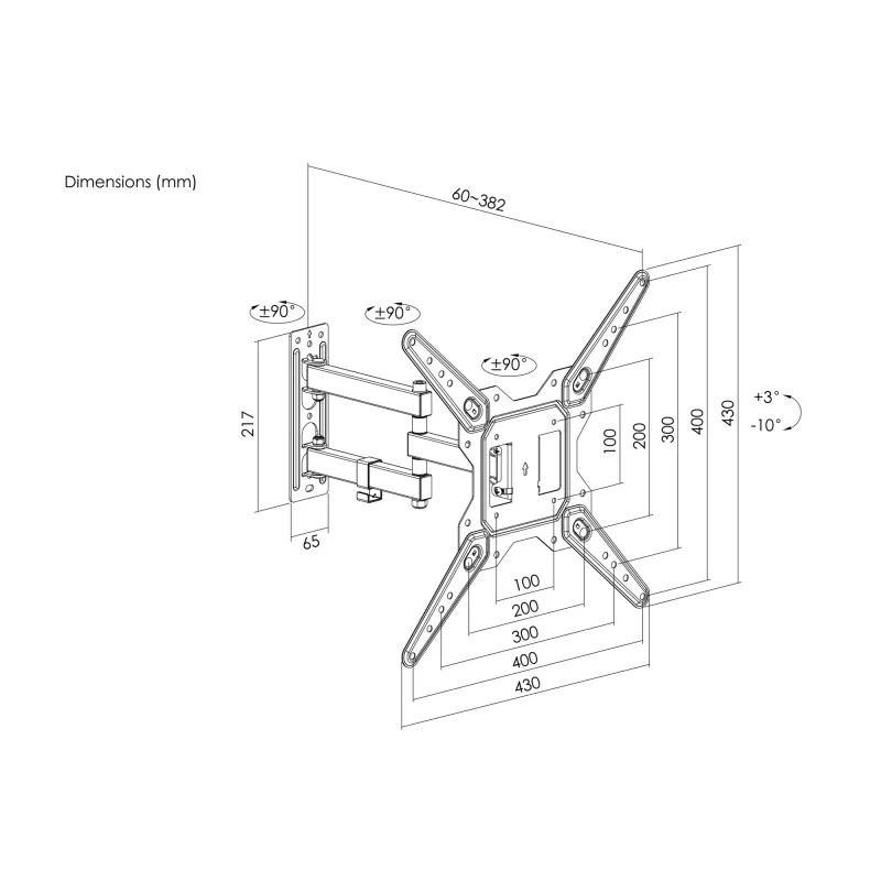 Soporte de pared para TV totalmente móvil Equip 23