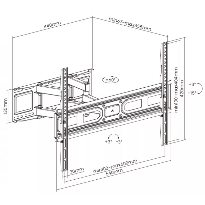 Soporte de pared para TV totalmente móvil Equip 37