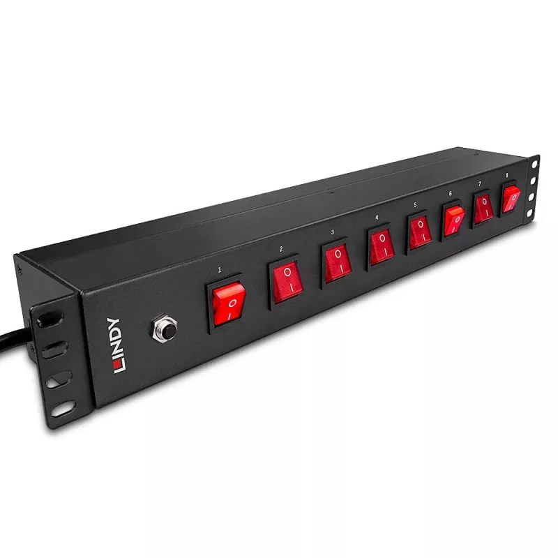 Unidad de distribución de corriente (PDU) Lindy 73025 8 salidas AC 1.5U negro