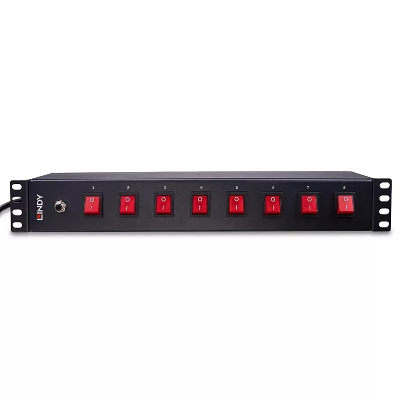 Unidad de distribución de corriente (PDU) Lindy 73025 8 salidas AC 1.5U negro