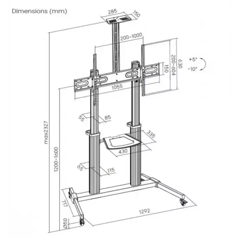 Equip soporte móvil para TV de pantalla extra grande Eco de 60 inch a 100 inch