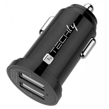 Techly cargador mini para coche con 2 puertos USB-A 12W / 2.4A negro