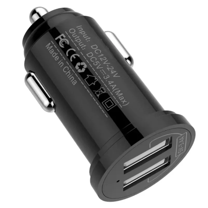 Techly cargador mini para coche con 2 puertos USB-A 12W / 2.4A negro