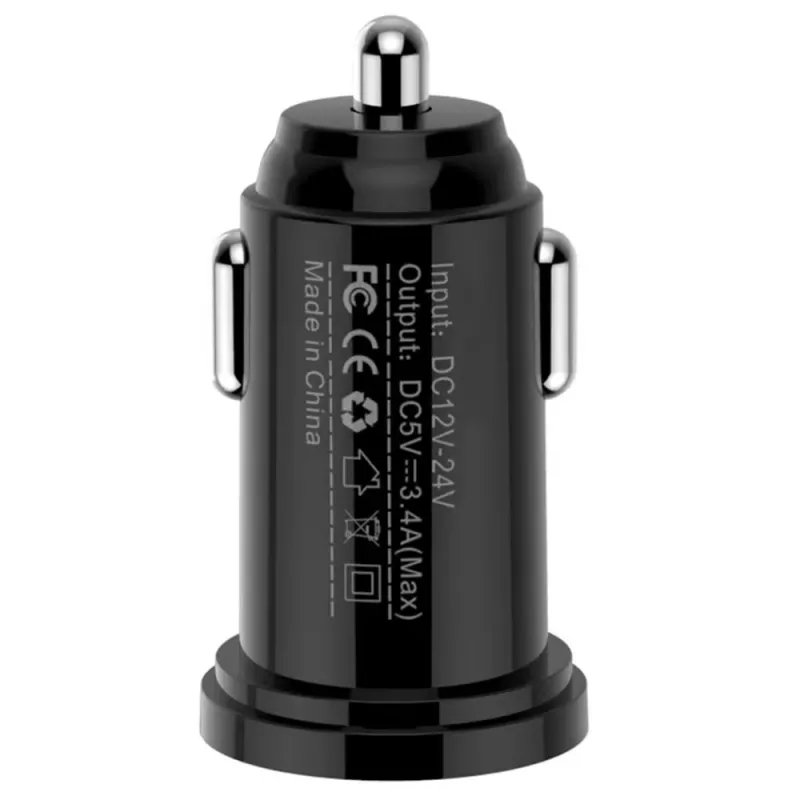 Techly cargador mini para coche con 2 puertos USB-A 12W / 2.4A negro