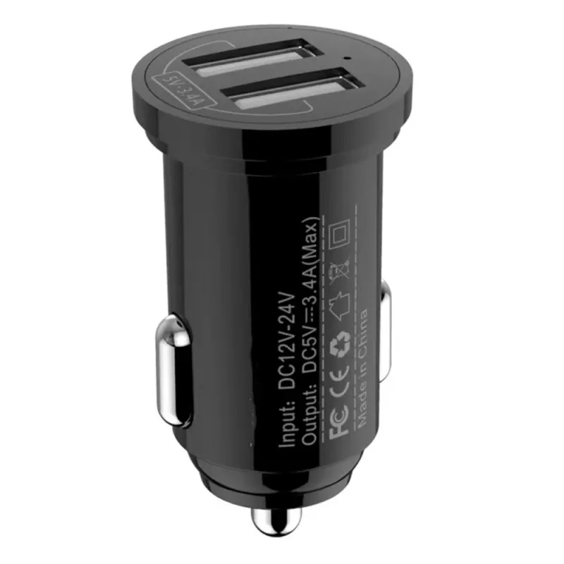 Techly cargador mini para coche con 2 puertos USB-A 12W / 2.4A negro