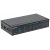 Manhattan hub USB-A de 7 puertos Industrial, 7 puertos USB-A, 5 Gbps (USB 3.2 Gen1 también conocido como USB 3.0), protección ESD de 20 kV, opciones de alimentación A/C, por bus y por regleta de bornes, carril DIN, montaje en pared, carcasa de metal, bloqueo por tornillo