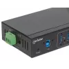 Manhattan hub USB-A de 7 puertos Industrial, 7 puertos USB-A, 5 Gbps (USB 3.2 Gen1 también conocido como USB 3.0), protección ESD de 20 kV, opciones de alimentación A/C, por bus y por regleta de bornes, carril DIN, montaje en pared, carcasa de metal, bloqueo por tornillo