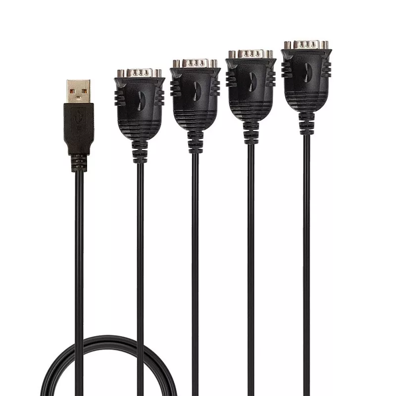 Lindy convertidor USB a 4 puertos serie, negro, 0,94 m, USB Type-A, DB-9, conector macho, conector macho