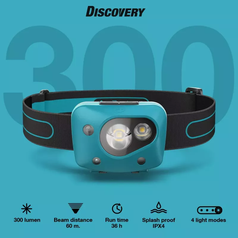 Linterna frontal GP Lighting Discovery Teal LED 300 lm IPX4