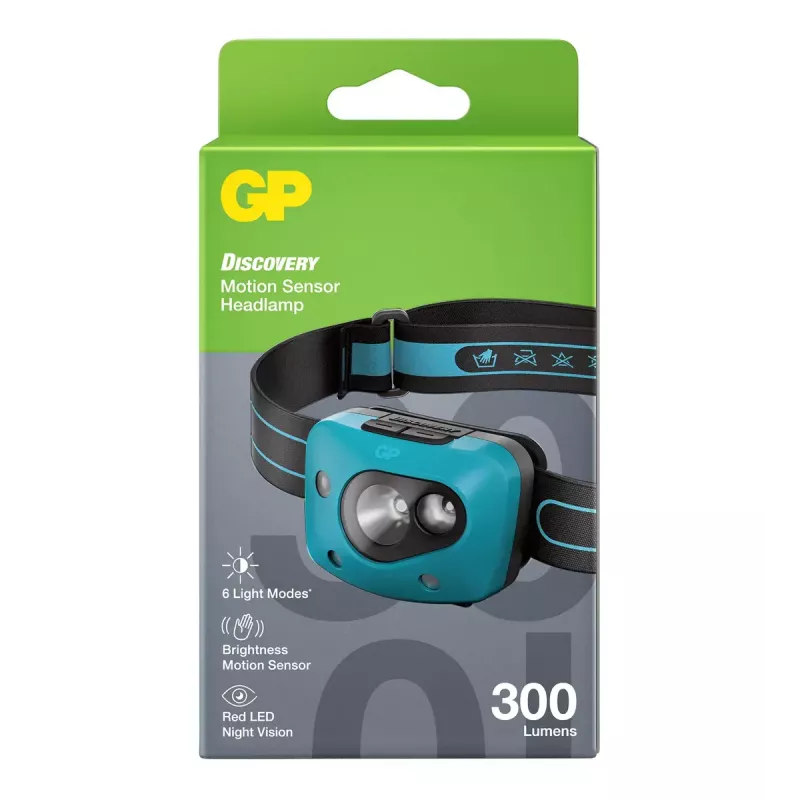 Linterna frontal GP Lighting Discovery Teal LED 300 lm IPX4