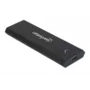 Caja para SSD M.2 NVMe Manhattan, conector hembra USB-C, 10 Gbit/s (USB 3.2 Gen2 alias USB 3.1), compatible con UASP, SuperSpeed+ USB, aluminio, negro, tres años de garantía