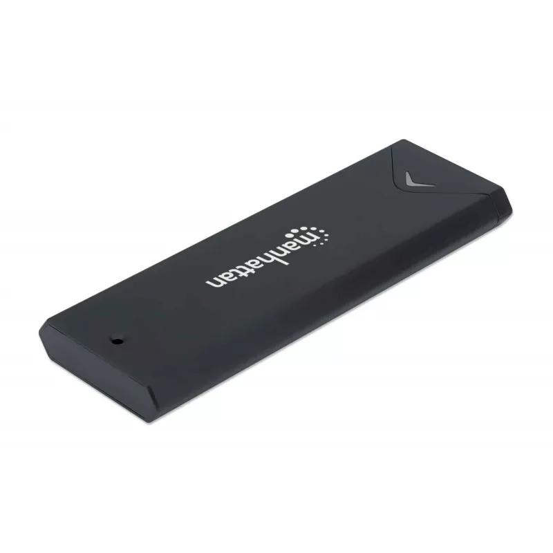 Caja para SSD M.2 NVMe Manhattan, conector hembra USB-C, 10 Gbit/s (USB 3.2 Gen2 alias USB 3.1), compatible con UASP, SuperSpeed+ USB, aluminio, negro, tres años de garantía
