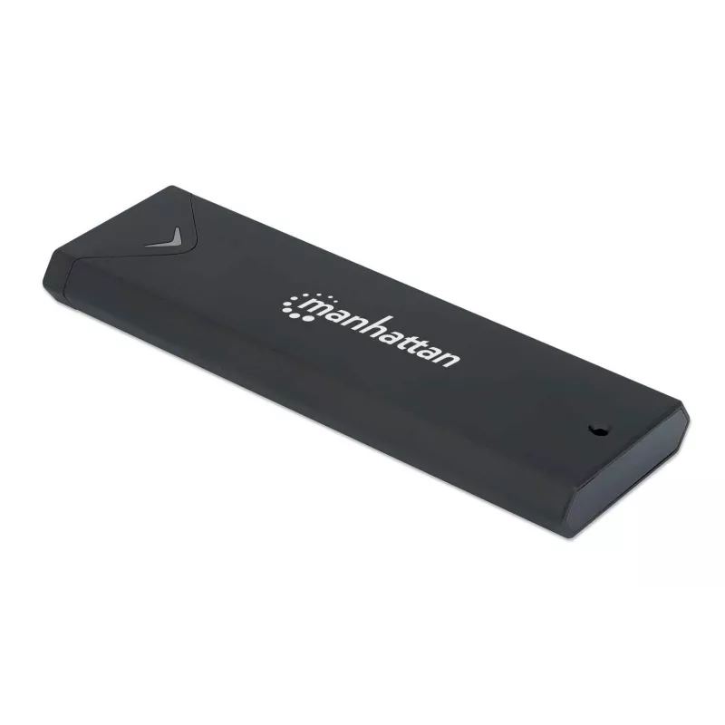 Caja para SSD M.2 NVMe Manhattan, conector hembra USB-C, 10 Gbit/s (USB 3.2 Gen2 alias USB 3.1), compatible con UASP, SuperSpeed+ USB, aluminio, negro, tres años de garantía