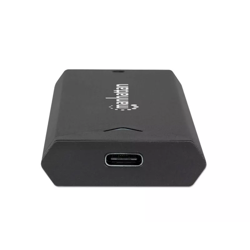 Caja para SSD M.2 NVMe Manhattan, conector hembra USB-C, 10 Gbit/s (USB 3.2 Gen2 alias USB 3.1), compatible con UASP, SuperSpeed+ USB, aluminio, negro, tres años de garantía