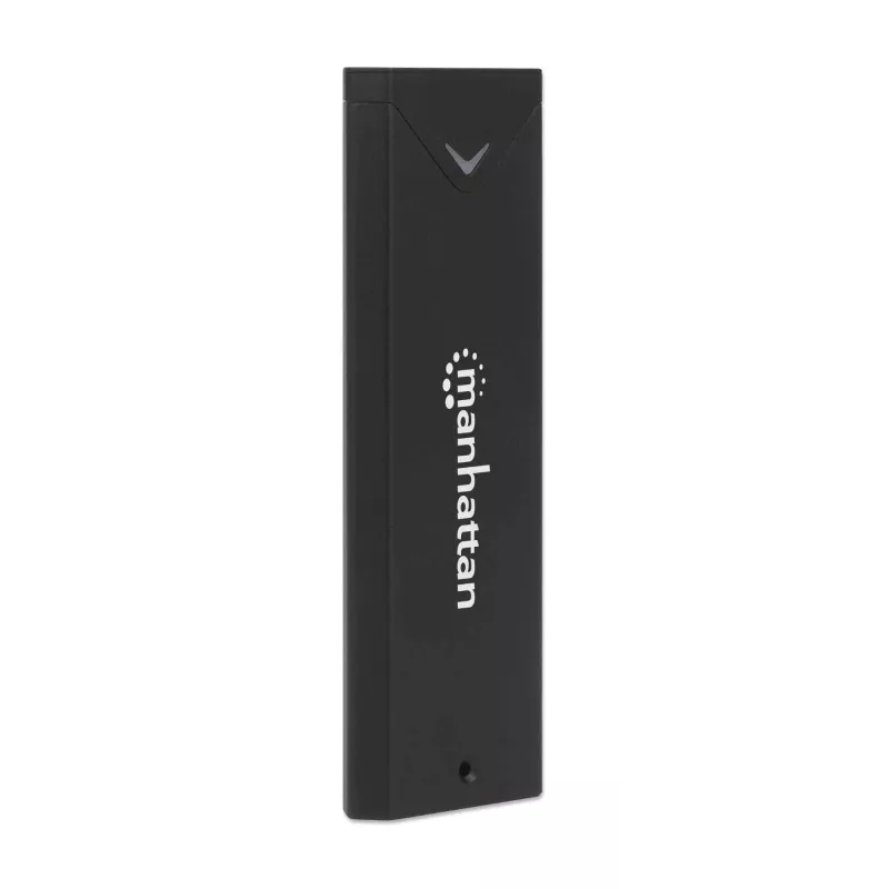 Caja para SSD M.2 NVMe Manhattan, conector hembra USB-C, 10 Gbit/s (USB 3.2 Gen2 alias USB 3.1), compatible con UASP, SuperSpeed+ USB, aluminio, negro, tres años de garantía