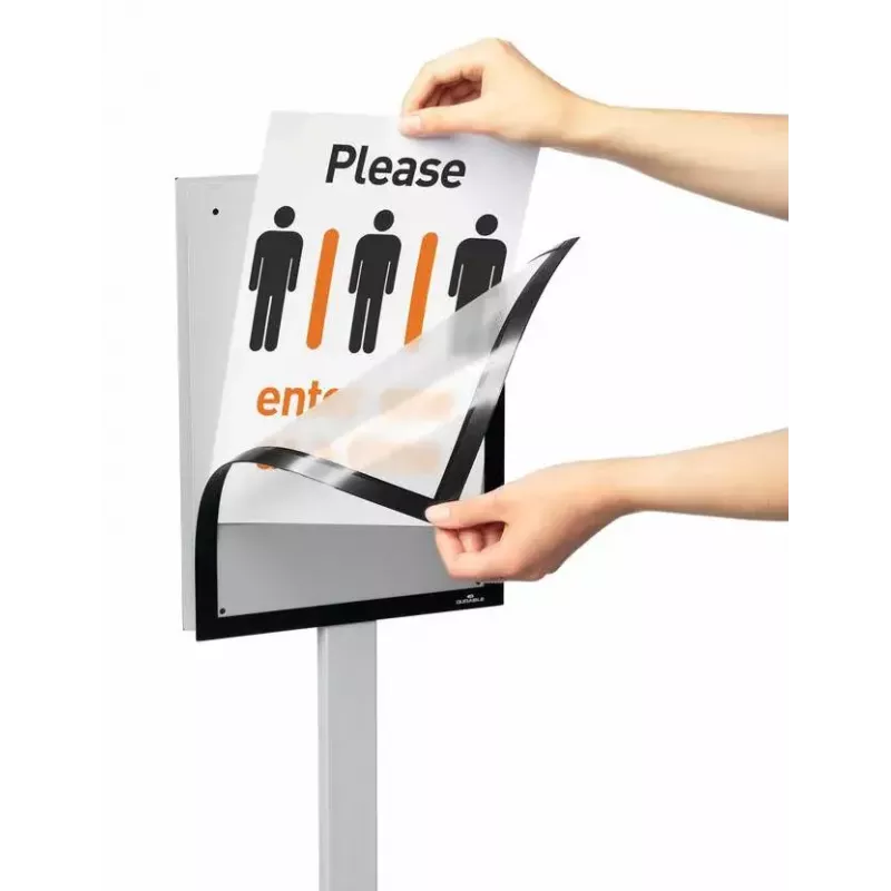 Expositor informativo Durable INFO STAND BASIC A4 metal plástico gris