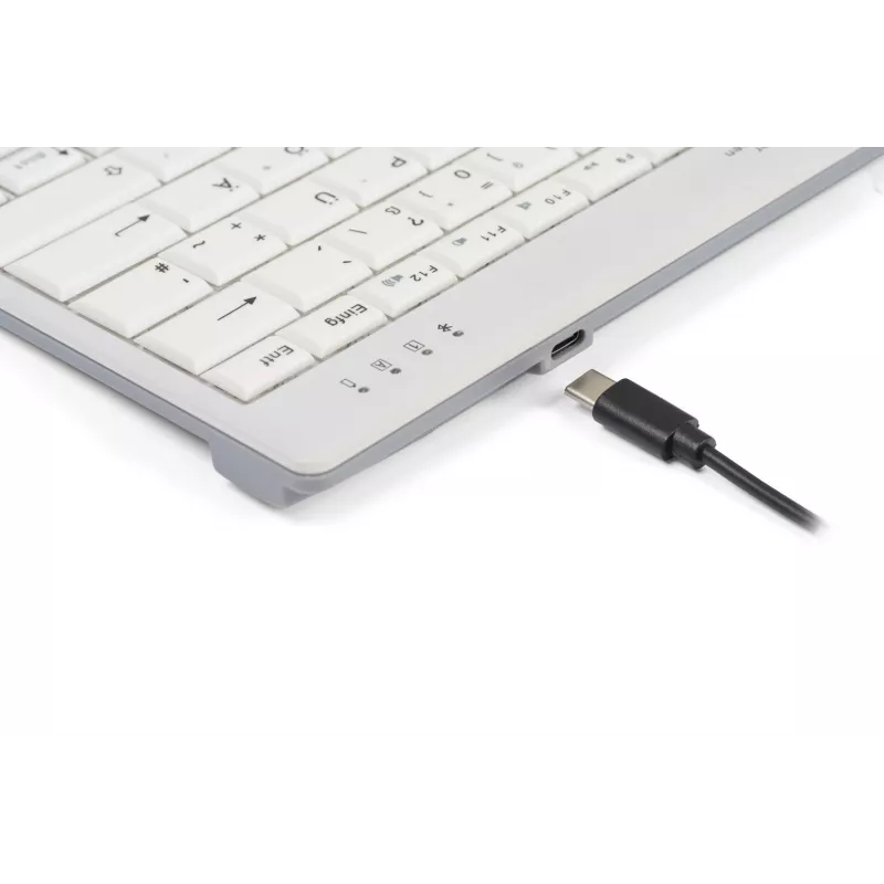 BakkerElkhuizen UltraBoard 950 V2 Wireless UK Qwerty, Tenkeyless (80 - 87%), con cable e inalámbrico, USB + Bluetooth, interruptores de tijera, QWERTY, gris oscuro, gris claro