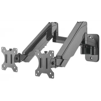 Soporte de pared doble Manhattan para TV y monitores (brazo de gas de movimiento completo), para pantallas de 17