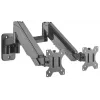 Soporte de pared doble Manhattan para TV y monitores (brazo de gas de movimiento completo), para pantallas de 17 inch a 32 inch, compatibilidad VESA: 75x75 mm y 100x100 mm – comprueba las dimensiones de los cuatro orificios de montaje en la parte trasera de la pantalla para asegurar la compatibilidad, máx. 8 kg por brazo, Negro, soporte