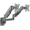 Soporte de pared doble Manhattan para TV y monitores (brazo de gas de movimiento completo), para pantallas de 17 inch a 32 inch, compatibilidad VESA: 75x75 mm y 100x100 mm – comprueba las dimensiones de los cuatro orificios de montaje en la parte trasera de la pantalla para asegurar la compatibilidad, máx. 8 kg por brazo, Negro, soporte