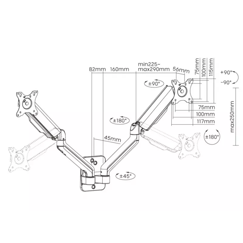 Soporte de pared para doble monitor Equip 17