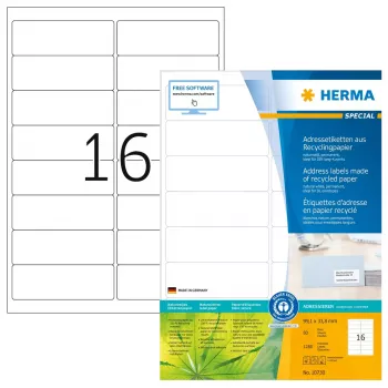 Etiquetas autoadhesivas para impresora HERMA 10730 Blanco 9,91x3,38 cm 1280 etiquetas