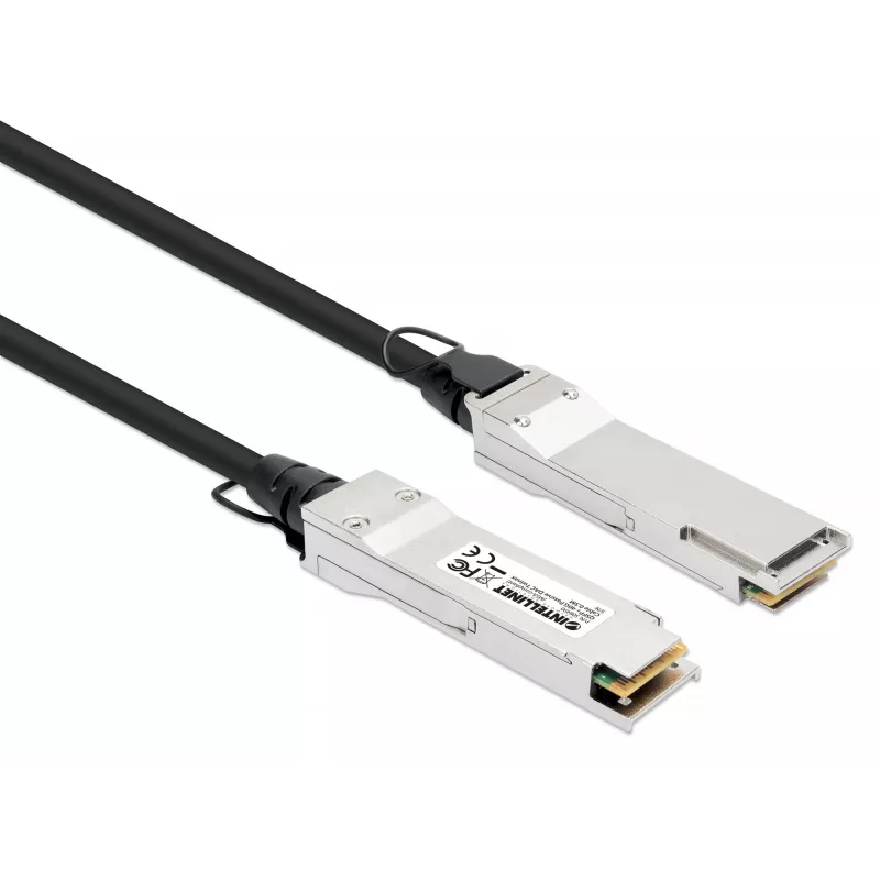 Cable twinax de cobre de conexión directa pasivo Intellinet 0,5 m 40G QSFP+ 30AWG MSA QSFP-H40G-CU50CM compatible