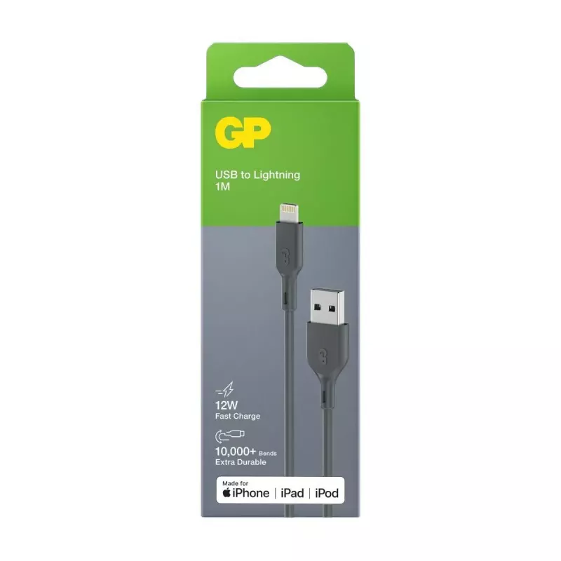 Cable GP Batteries CL1N 1 m Lightning a USB A 12W 2,4A
